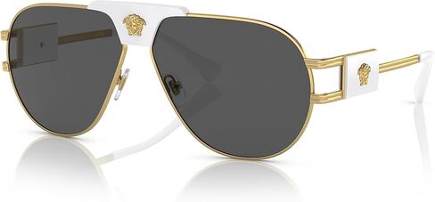 Versace VE 2252 147187 Gold Metal Pilot Sunglasses Dark Grey Standard Lens in Saudi Arabia
