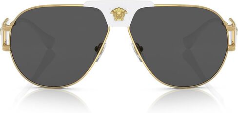 Versace VE 2252 147187 Gold Metal Pilot Sunglasses Dark Grey Standard Lens in Saudi Arabia