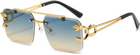 TYUVIVO Fashion Metal Leopard Rimless Sunglasses Women Luxury Men Sun Glasses Double Beam Shades UV400 in Saudi Arabia