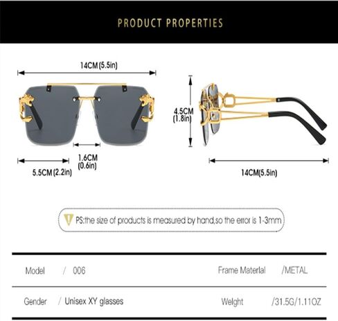 TYUVIVO Fashion Metal Leopard Rimless Sunglasses Women Luxury Men Sun Glasses Double Beam Shades UV400 in Saudi Arabia