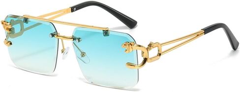 TYUVIVO Fashion Metal Leopard Rimless Sunglasses Women Luxury Men Sun Glasses Double Beam Shades UV400 in Saudi Arabia