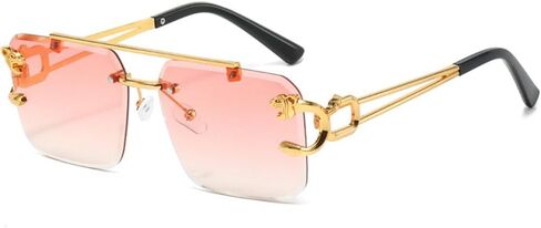 TYUVIVO Fashion Metal Leopard Rimless Sunglasses Women Luxury Men Sun Glasses Double Beam Shades UV400 in Saudi Arabia