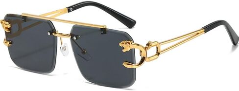 TYUVIVO Fashion Metal Leopard Rimless Sunglasses Women Luxury Men Sun Glasses Double Beam Shades UV400 in Saudi Arabia