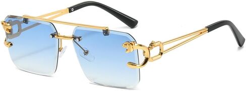 TYUVIVO Fashion Metal Leopard Rimless Sunglasses Women Luxury Men Sun Glasses Double Beam Shades UV400 in Saudi Arabia