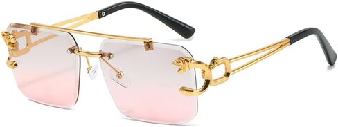 TYUVIVO Fashion Metal Leopard Rimless Sunglasses Women Luxury Men Sun Glasses Double Beam Shades UV400 in Saudi Arabia