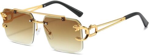 TYUVIVO Fashion Metal Leopard Rimless Sunglasses Women Luxury Men Sun Glasses Double Beam Shades UV400 in Saudi Arabia