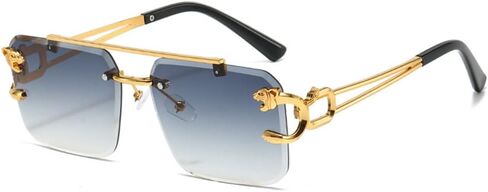TYUVIVO Fashion Metal Leopard Rimless Sunglasses Women Luxury Men Sun Glasses Double Beam Shades UV400 in Saudi Arabia
