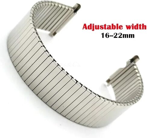 Metal Elastic Watch Strap Stretch Adjustment Expansion Stainless Steel Watch Band Men Women 16-22mm Width in Saudi Arabia