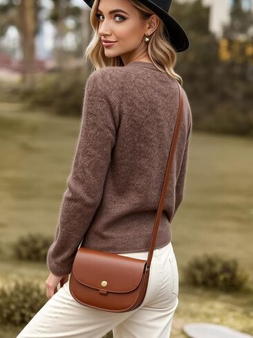 Women Long Sleeve Pullover Sweater, Soft Knit Design Relaxed Fit Crew Neck Top with Ribbed Fall Winter Daily Wear in Saudi Arabia