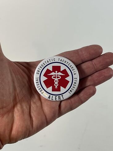 متلازمة عدم انتظام دقات القلب الوضعي الانتصابي الأواني الطبية تنبيه Pinback زر دبوس كبير قطر 2.25 بوصة in Kuwait
