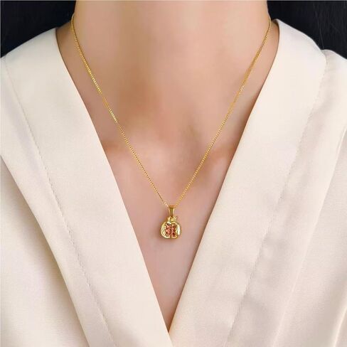 KOFISNI Pomegranate Earrings Pomegranate Necklace for Women 18K Gold Plated Red Pomegranate Rhinestone Pendant Necklace Hoop Earrings Jewelry Set in Saudi Arabia