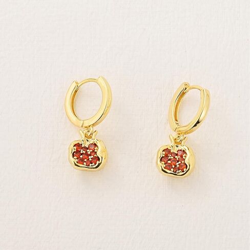 KOFISNI Pomegranate Earrings Pomegranate Necklace for Women 18K Gold Plated Red Pomegranate Rhinestone Pendant Necklace Hoop Earrings Jewelry Set in Saudi Arabia