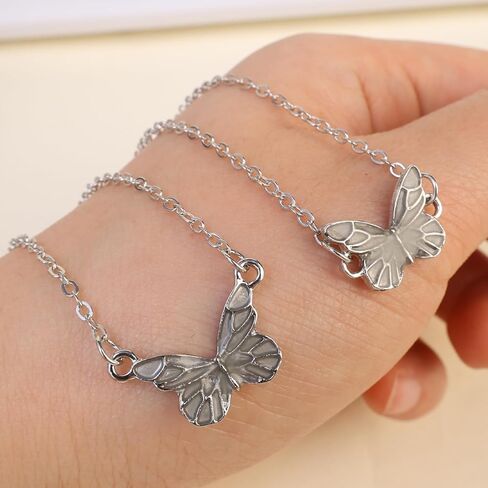 1set Blue Glow-in-the-dark Butterfly Necklace and Bracelet Set Luminous Bracelet 16+5cm,Necklace 40+5cm Fashion Jewelry in Saudi Arabia