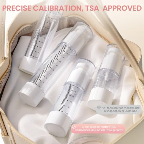 7 Pcs Travel Bottles Kits, TSA Approved Leak Proof Toiletry Container Set, Graduated Vaccumn atomizer and Lotion Bottle, Squeeze Bottle, Transparent Cream Jar, for Shampoo Lotion Cream Cosmetic in Saudi Arabia