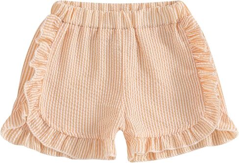 Toddler Baby Girl Ruffle Shorts Gingham Plaid Elastic Waist Seersucker Shorts Pants Bottoms Casual Summer Outfit in Kuwait