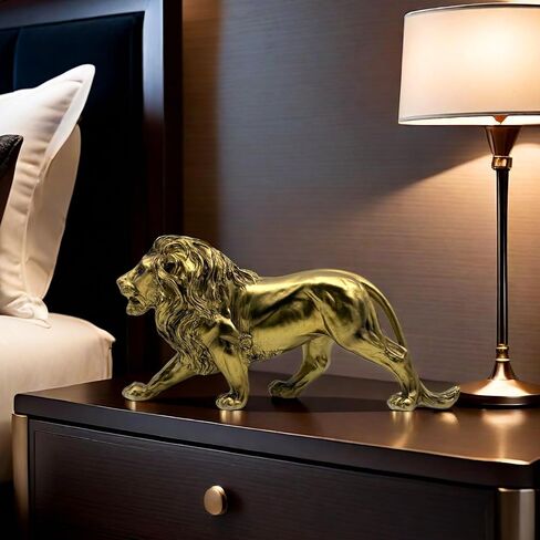 SHTWX Strong Lion Statue Figurine Sculpture Resin Collectible Gifts for Lion Lover Office Home Decor Desk Accessories Decoration Garden Figurines Outdoor Decor Gold in Saudi Arabia