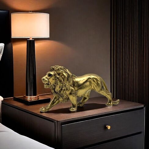 SHTWX Strong Lion Statue Figurine Sculpture Resin Collectible Gifts for Lion Lover Office Home Decor Desk Accessories Decoration Garden Figurines Outdoor Decor Gold in Saudi Arabia