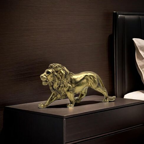 SHTWX Strong Lion Statue Figurine Sculpture Resin Collectible Gifts for Lion Lover Office Home Decor Desk Accessories Decoration Garden Figurines Outdoor Decor Gold in Saudi Arabia
