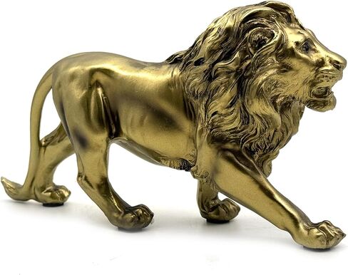 SHTWX Strong Lion Statue Figurine Sculpture Resin Collectible Gifts for Lion Lover Office Home Decor Desk Accessories Decoration Garden Figurines Outdoor Decor Gold in Saudi Arabia
