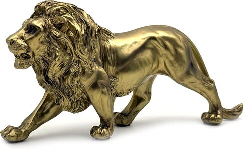 SHTWX Strong Lion Statue Figurine Sculpture Resin Collectible Gifts for Lion Lover Office Home Decor Desk Accessories Decoration Garden Figurines Outdoor Decor Gold in Saudi Arabia