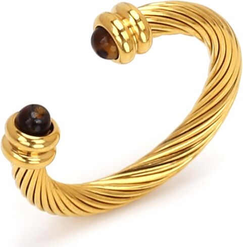 Fuxuei Cable Ring for women Twisted Cuff Rings size 6-9 Adjustable 2.7mm Wire Band Fashion Brand for Daughter/Sister/Mom/Friends Gifts in Saudi Arabia