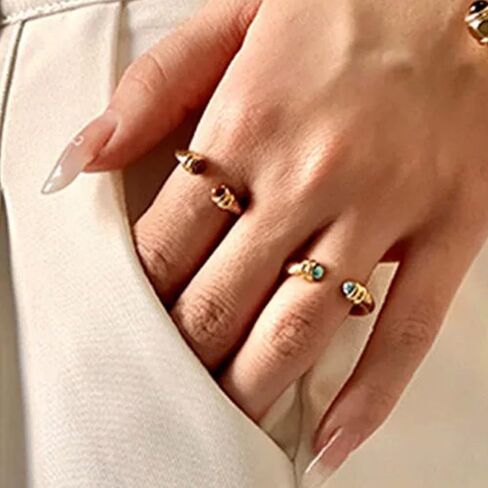 Fuxuei Cable Ring for women Twisted Cuff Rings size 6-9 Adjustable 2.7mm Wire Band Fashion Brand for Daughter/Sister/Mom/Friends Gifts in Saudi Arabia