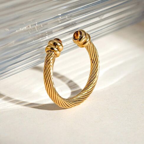 Fuxuei Cable Ring for women Twisted Cuff Rings size 6-9 Adjustable 2.7mm Wire Band Fashion Brand for Daughter/Sister/Mom/Friends Gifts in Saudi Arabia