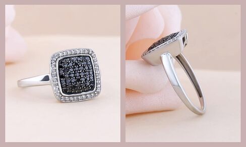 Dazzlingrock Collection 0.50 Carat (ctw) Sterling Silver Round Black & White Diamond Ladies Cocktail Ring 1/2 CT, Size 9 in Saudi Arabia