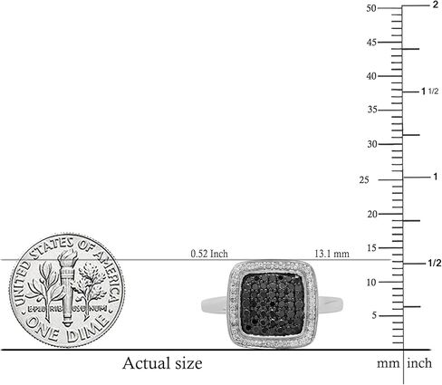 Dazzlingrock Collection 0.50 Carat (ctw) Sterling Silver Round Black & White Diamond Ladies Cocktail Ring 1/2 CT, Size 9 in Saudi Arabia