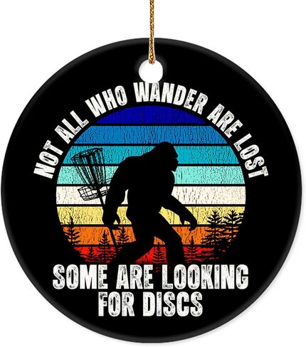 Decorlion Christmas Ornament - Bigfoot Disc Golf Ceramic Ornament, Funny Sasquatch Sports Christmas Tree Decoration – Gift for Disc Golf Players, Sasquatch & Outdoor Adventurers in Saudi Arabia