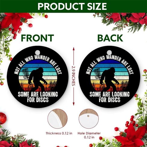 Decorlion Christmas Ornament - Bigfoot Disc Golf Ceramic Ornament, Funny Sasquatch Sports Christmas Tree Decoration – Gift for Disc Golf Players, Sasquatch & Outdoor Adventurers in Saudi Arabia