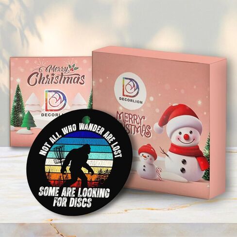 Decorlion Christmas Ornament - Bigfoot Disc Golf Ceramic Ornament, Funny Sasquatch Sports Christmas Tree Decoration – Gift for Disc Golf Players, Sasquatch & Outdoor Adventurers in Saudi Arabia