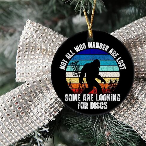 Decorlion Christmas Ornament - Bigfoot Disc Golf Ceramic Ornament, Funny Sasquatch Sports Christmas Tree Decoration – Gift for Disc Golf Players, Sasquatch & Outdoor Adventurers in Saudi Arabia