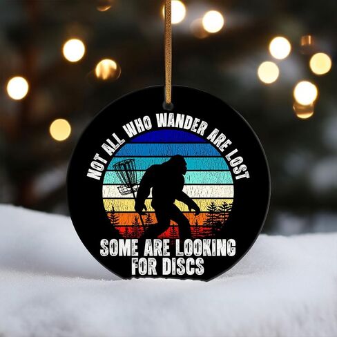 Decorlion Christmas Ornament - Bigfoot Disc Golf Ceramic Ornament, Funny Sasquatch Sports Christmas Tree Decoration – Gift for Disc Golf Players, Sasquatch & Outdoor Adventurers in Saudi Arabia