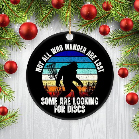 Decorlion Christmas Ornament - Bigfoot Disc Golf Ceramic Ornament, Funny Sasquatch Sports Christmas Tree Decoration – Gift for Disc Golf Players, Sasquatch & Outdoor Adventurers in Saudi Arabia