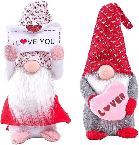 Kosuke 2Pcs Valentines Day Gnomes Decorations, Valentines Day Gifts for Her Girlfriend Wife Him Wedding for Women,Valentine Day Couple Decor Handmade Plush Gnomes Decorations for Home Table in Saudi Arabia