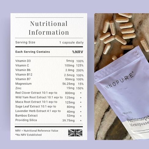 INNOPURE Perimenopause & Menopause Complex for Women (2 Month Supply) Red Clover, Wild Yam, Maca, Sage and Vitamins Including B6 for Hormone Regulation, Clean Label (Pure-Fill) 60 Capsules in Saudi Arabia