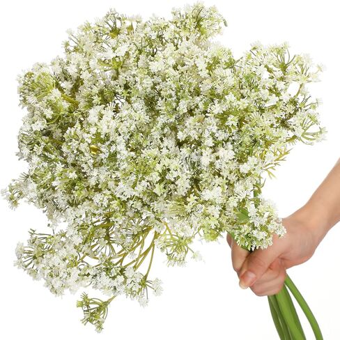 Norme 6 قطع من جذع الدانتيل الصناعي من Queen Annes مقاس 91.44 سم، اعواد زهرة الجزر المزيفة من زهور Ammi Majus الصناعية لباقات المزهرية وديكور المنزل والمكتب والزفاف (أبيض) in Kuwait