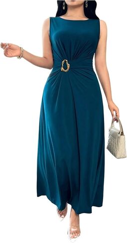 GORGLITTER Women's Fitted Waist Maxi Dress Elegant Classy Casual Sleeveless Flowy Birthday Party Cocktail Tank Dresses in Saudi Arabia