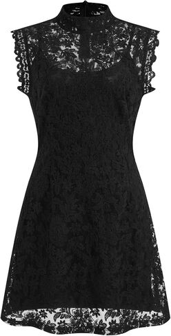 CIDER Lace Dress Women Turtle Neck Floral Elegant Mini A Line Party Cocktail Dresses for Women Middle Waist in Saudi Arabia
