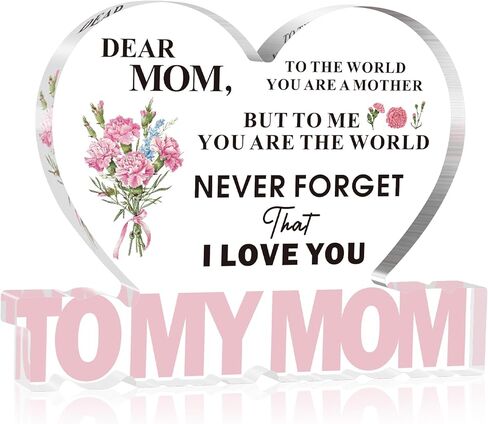 SKYDUE Gifts for Mom from Daughter Son, "To My Mom" Acrylic Plaque - Meaningful Desk Decor Christmas Gift for Mother, Unique Birthday, Mother's Day, Christmas, Thanksgiving Day Gift Idea in Saudi Arabia