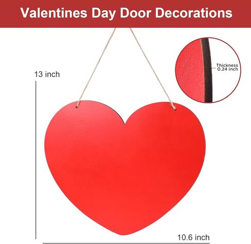 Valentines Day Door Decorations Wooden Heart Hanging Sign for Holiday Farmhouse Home Front Porch and Wall Window Wedding Anniversary Decor in Saudi Arabia