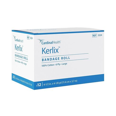 لفافة ضمادة شاش قطنية من Kerlix، كبيرة، غير معقمة، 4.5 بوصة × 4.125 ياردة، 6 طبقات، صندوق واحد مكون من 12 قطعة in Saudi Arabia