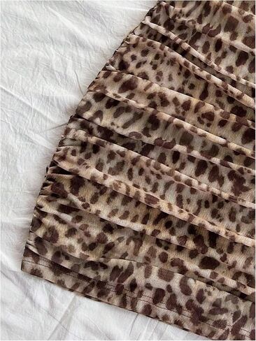 GORGLITTER Women's Cheetah Ruched Bodycon Mini Dress Y2k Leopard Animal Print Open Back Summer Going Out Club Dresses in Saudi Arabia