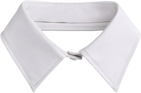 ERKIES Fake Collar Detachable Dickey Collar Blouse Half Shirts PU Leather Lapel Peter Pan Faux Collar False Collar for Women in Saudi Arabia