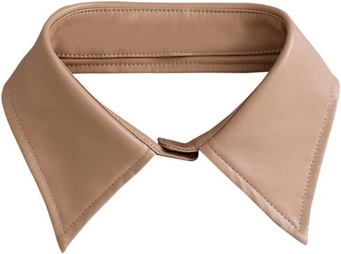 ERKIES Fake Collar Detachable Dickey Collar Blouse Half Shirts PU Leather Lapel Peter Pan Faux Collar False Collar for Women in Saudi Arabia