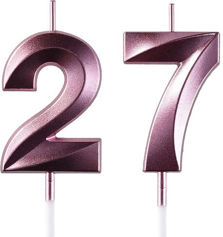 شمعة عيد ميلاد AOOLADA 27 و72، شموع الكيك 27 و72، شموع عيد ميلاد رقم 27 و72 لتزيين الجزء العلوي من الكعك، أرجواني in Kuwait