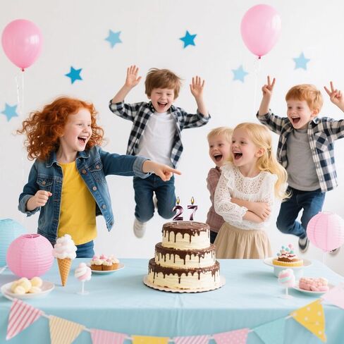 شمعة عيد ميلاد AOOLADA 27 و72، شموع الكيك 27 و72، شموع عيد ميلاد رقم 27 و72 لتزيين الجزء العلوي من الكعك، أرجواني in Kuwait