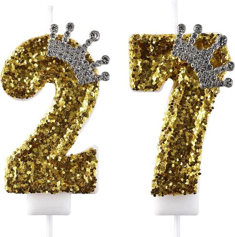 شمعة عيد ميلاد AOOLADA 27 و72، شموع الكيك 27 و72، شموع عيد ميلاد رقم 27 و72 لتزيين الجزء العلوي من الكعك، أرجواني in Kuwait