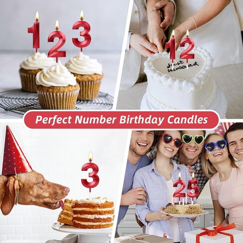 25th & 52nd Birthday Candles, Red Number 25 52 Glitter Candle for Cake, Happy Birthday Cake Topper Decoration for Him Her Birthday Anniversary Wedding Celebration Party Supplies(Red,25) in Saudi Arabia